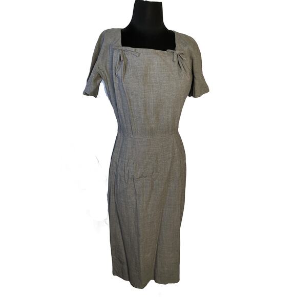 1950s Gray Wiggle Dress by Roseweb NY – Vintage Sheath with Side Zip - Picture 1 of 14